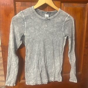 Hard Tail Forever Grey Distressed Long Sleeve Top - M